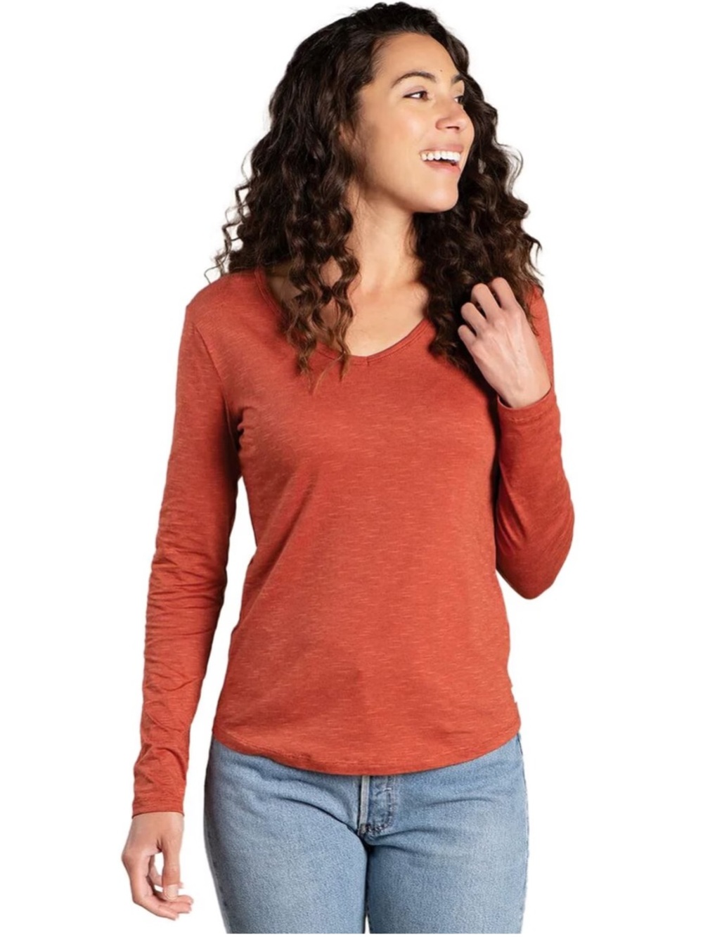 Toad&Co Marley II Long-Sleeve T-Shirt Women's Sz M BURNT OCHRE Gorpcore Casual